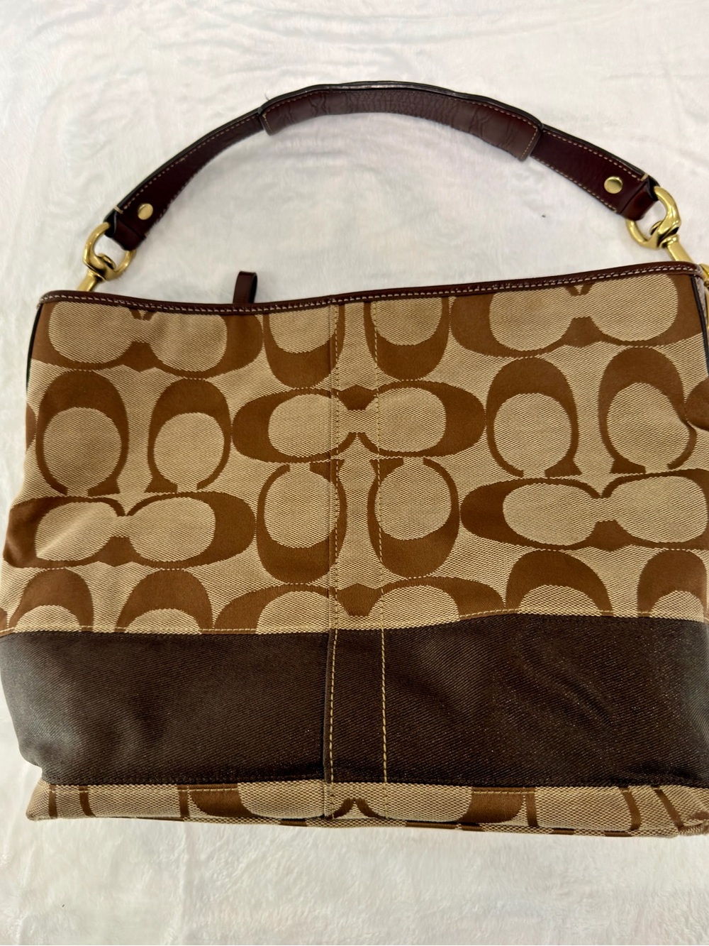 Coach Brown/Tan Signature Shoulder Bag